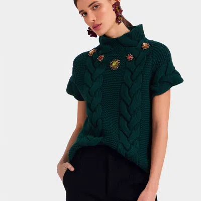 La Doublej Portrait Top In Solid Green