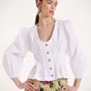 La Doublej Primrose Cotton-poplin Peplum Shirt In Solid White