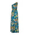 La Doublej Multicolor Long Dress With All-over Printed Floral Motif In Blue
