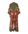 La Doublej Magnifico Printed Silk Twill Maxi Dress In Green