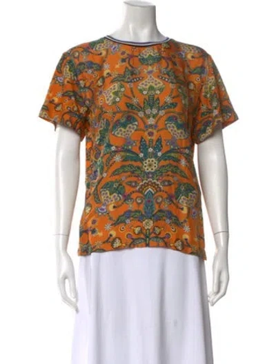 Pre-owned La Doublej Printed Bateau Neckline T-shirt In Orange