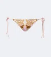 La Doublej Printed String Bikini Bottoms In Pink