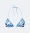 La Doublej Printed Bikini Top In Blue