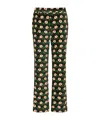 La Doublej Floral-print Cropped Trousers In Black