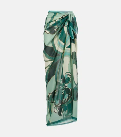 La Doublej Printed Cotton Beach Cover-up In Green