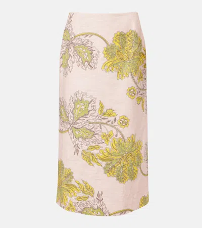La Doublej Printed Cotton Midi Skirt In Multi