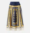 La Doublej Printed Cotton Poplin Midi Skirt In Multicoloured