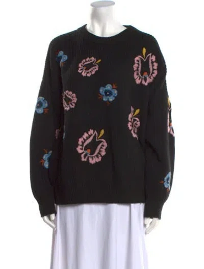 Pre-owned La Doublej Printed Crew Neck Sweater In Black