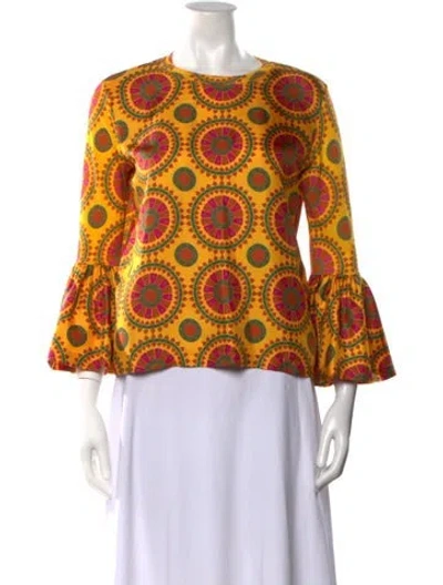 Pre-owned La Doublej Printed Crew Neck Top In Yellow