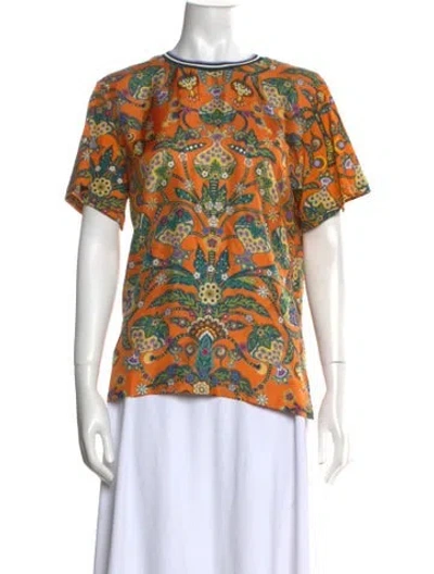 Pre-owned La Doublej Printed Crew Neck T-shirt In Orange