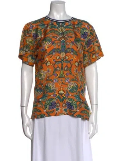 Pre-owned La Doublej Printed Crew Neck T-shirt In Orange
