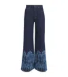 La Doublej Printed Cropped Flared Jeans In Blue