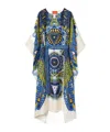 La Doublej Multicolor Kaftan With Belted Waist And All-over Graphic Print In Blue