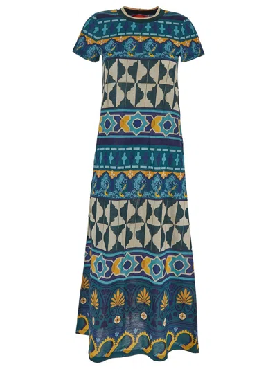 La Doublej Geometric-pattern Cotton Dress In Multicolor