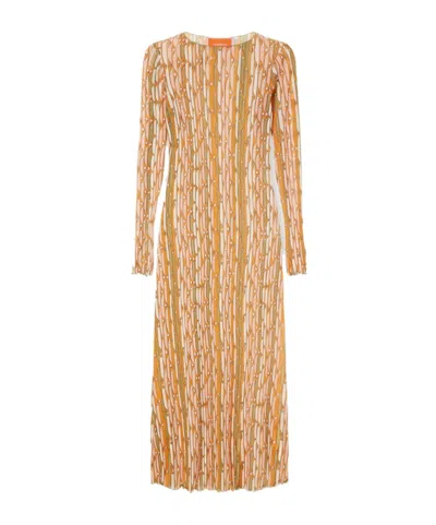 La Doublej Slinky Swing Printed Chiffon Maxi Dress In Neutral