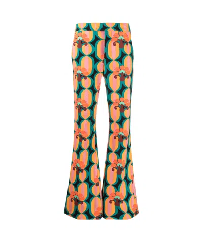 La Doublej Printed Flared Trousers In Multicolor