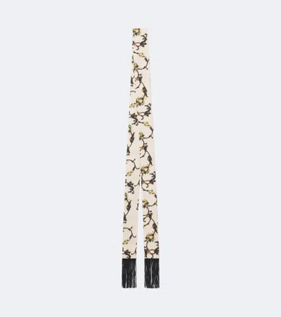 La Doublej Printed Fringed Silk Twill Scarf In Multi