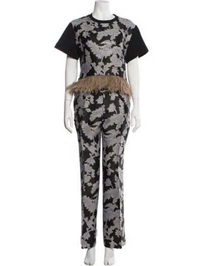 Pre-owned La Doublej Printed Glitter Accents Pant Set In Multi