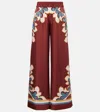 La Doublej Printed High-rise Silk Twill Palazzo Pants