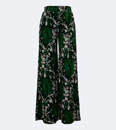 La Doublej Printed Jersey Palazzo Pants In Green