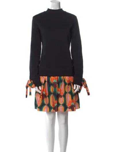Pre-owned La Doublej Printed Knee-length Dress In Black