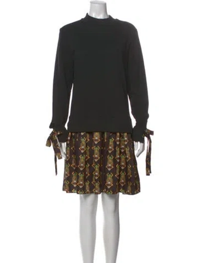 Pre-owned La Doublej Printed Knee-length Dress In Black