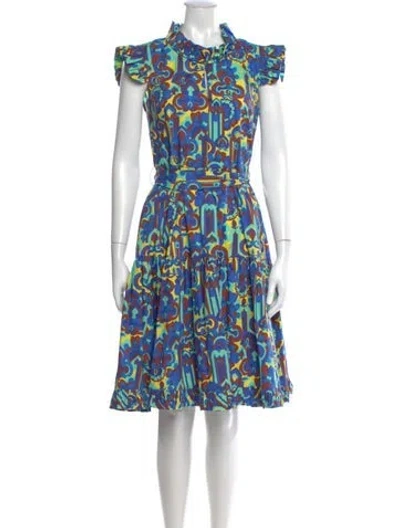Pre-owned La Doublej Printed Knee-length Dress In Blue