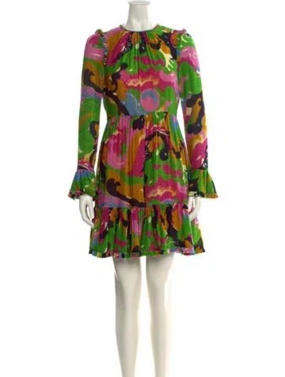 Pre-owned La Doublej Printed Knee-length Dress In Green