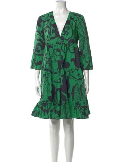 Pre-owned La Doublej Printed Knee-length Dress In Green