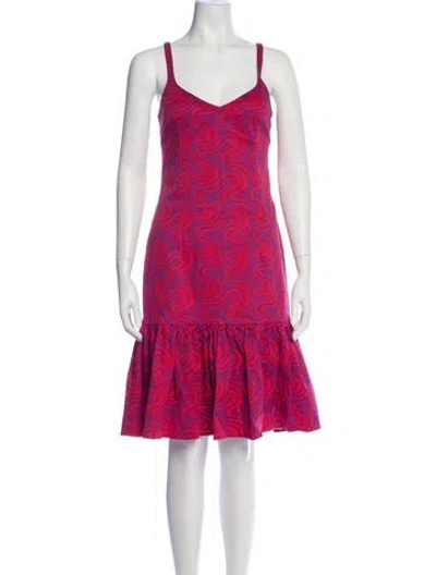 Pre-owned La Doublej Printed Knee-length Dress In Pink