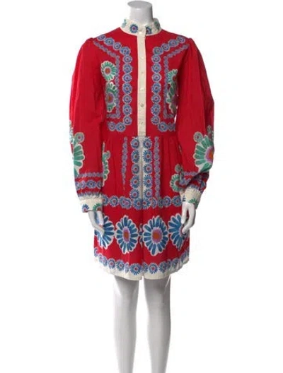 Pre-owned La Doublej Printed Knee-length Dress In Red