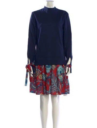 Pre-owned La Doublej Printed Knee-length Dress W/ Tags In Blue