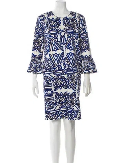 Pre-owned La Doublej Printed Knee-length Dress W/ Tags In White