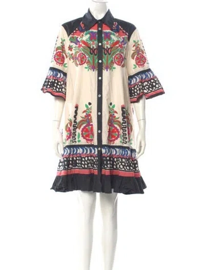 Pre-owned La Doublej Printed Knee-length Dress In White