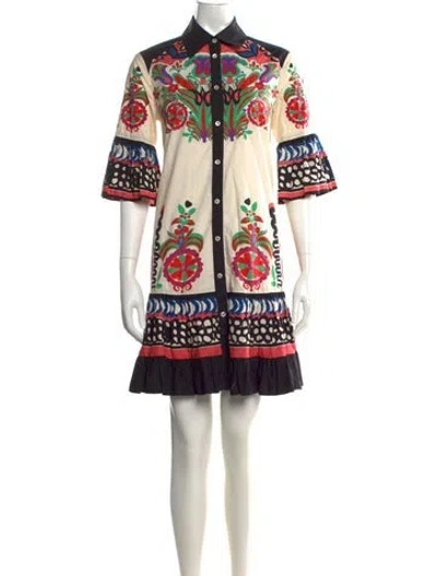 Pre-owned La Doublej Printed Knee-length Dress In White