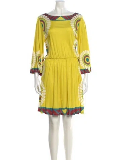 Pre-owned La Doublej Printed Knee-length Dress In Yellow