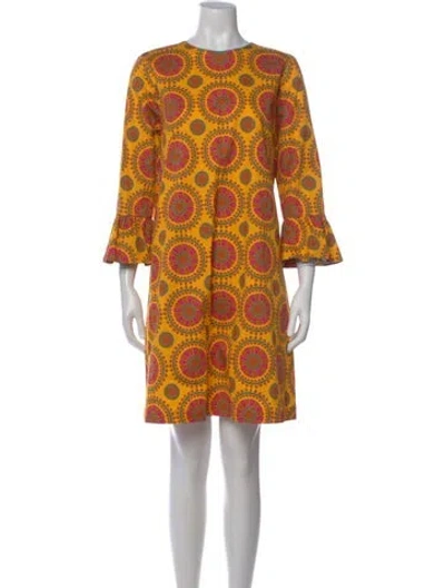 Pre-owned La Doublej Printed Knee-length Dress In Yellow
