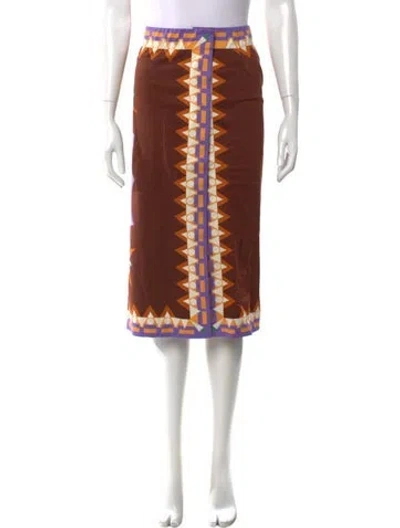 Pre-owned La Doublej Printed Knee-length Skirt W/ Tags In Brown
