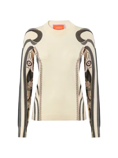 La Doublej Printed Knitted Top In Neutral