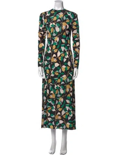 Pre-owned La Doublej Printed Long Dress In Black