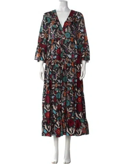 Pre-owned La Doublej Printed Long Dress In Black