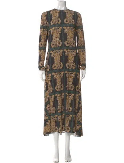 Pre-owned La Doublej Printed Long Dress In Black