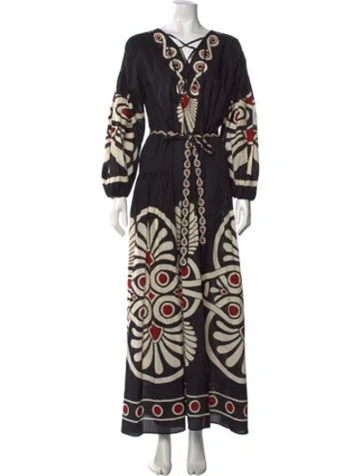 Pre-owned La Doublej Printed Long Dress In Black