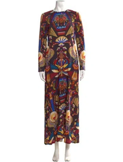 Pre-owned La Doublej Printed Long Dress In Black