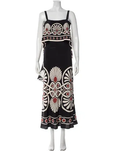 Pre-owned La Doublej Printed Long Dress In Black