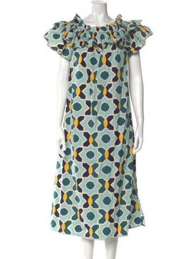 Pre-owned La Doublej Printed Long Dress In Blue