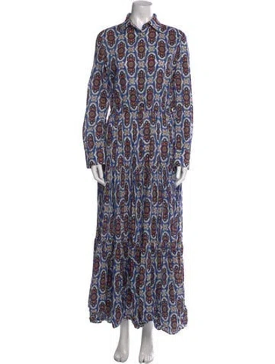 Pre-owned La Doublej Printed Long Dress In Blue