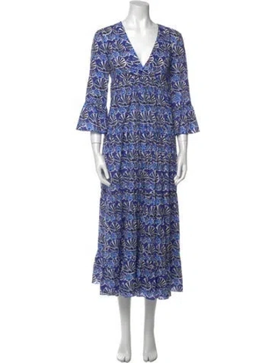 Pre-owned La Doublej Printed Long Dress In Blue