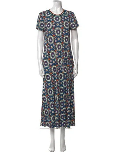 Pre-owned La Doublej Printed Long Dress In Blue