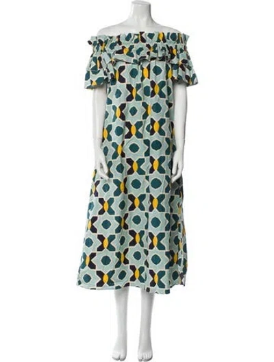 Pre-owned La Doublej Printed Long Dress In Blue